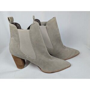 Oasis Society California Gray Suede Pointed Toe Block Heel Ankle Boots Size 10